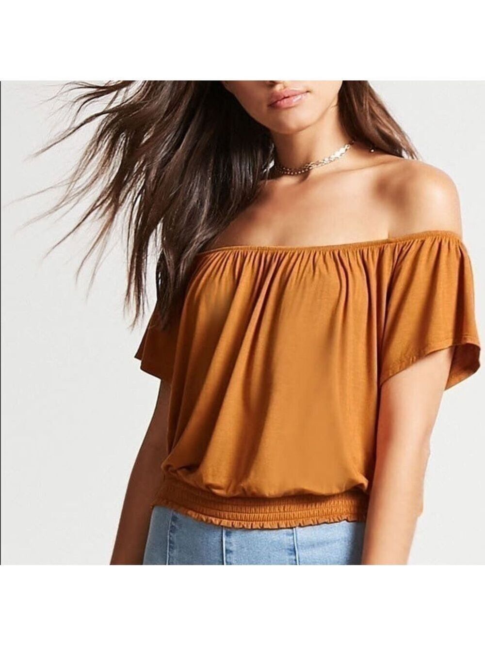 Women’s Tres Bien Orange Off Shoulder Top M 🌻